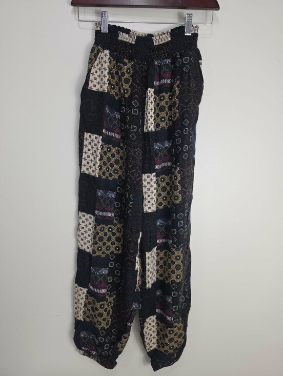 twik Pants - Twik Boho Patchwork Elastic Waist Harem Pants -